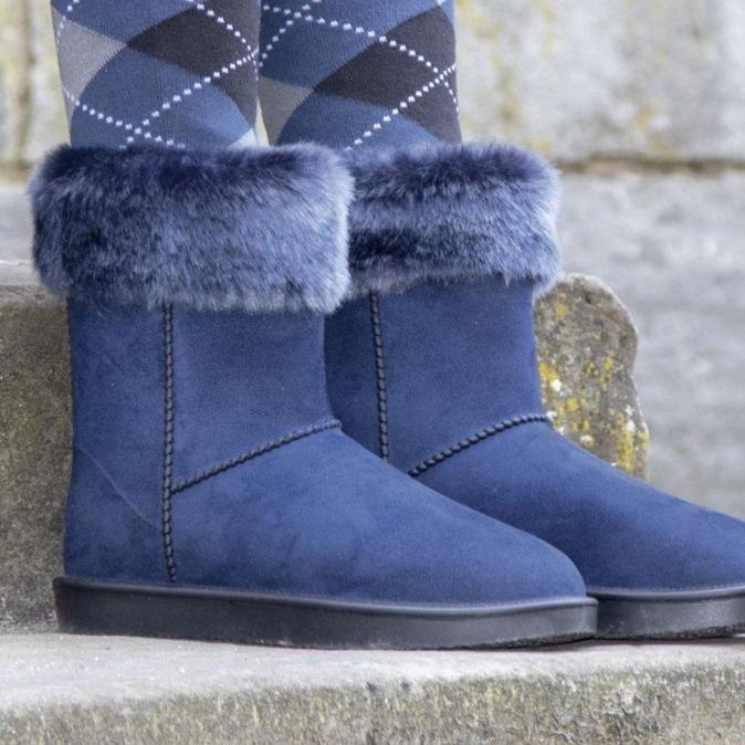 Boots imperméables et doublées de fourrure synthétique pour femmes HKM Davos II bleues