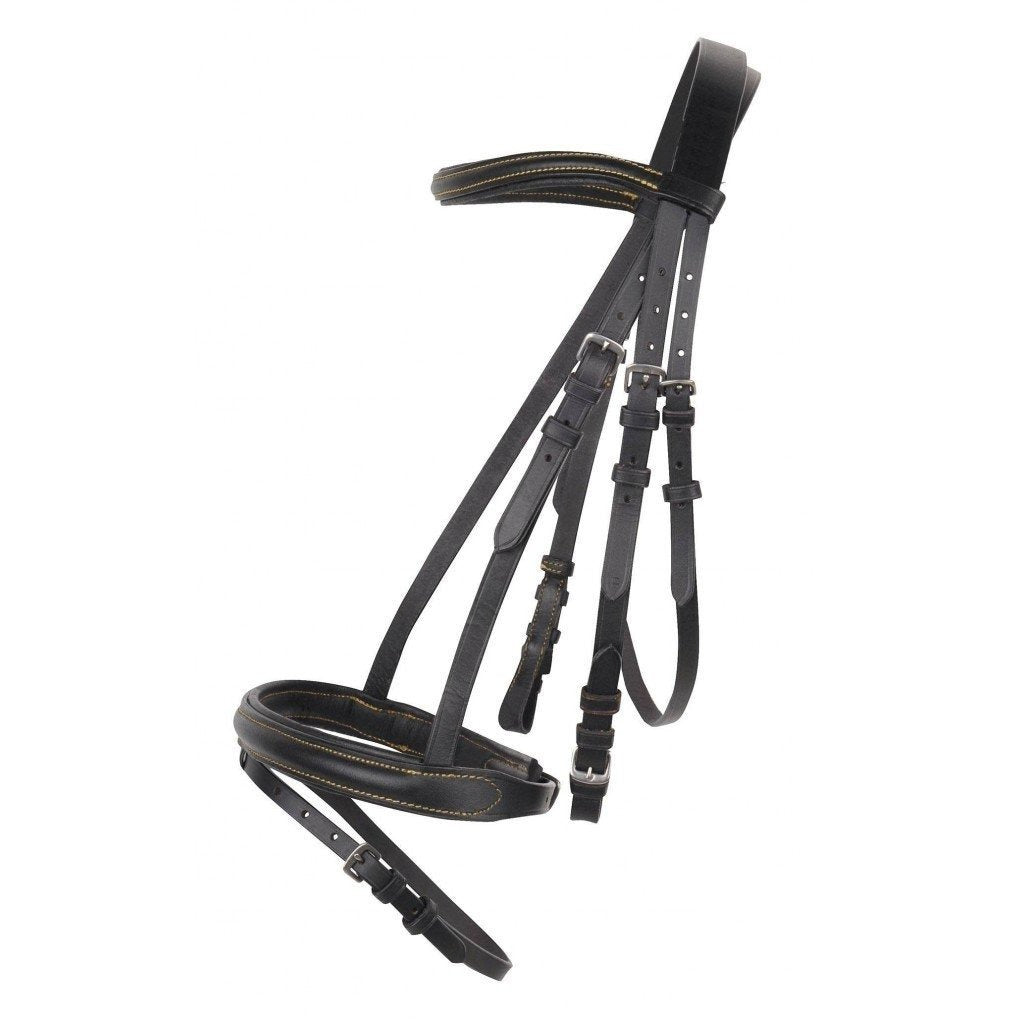 Bridon en cuir de vachette pour shetlands, poneys et chevaux HKM Lou noir