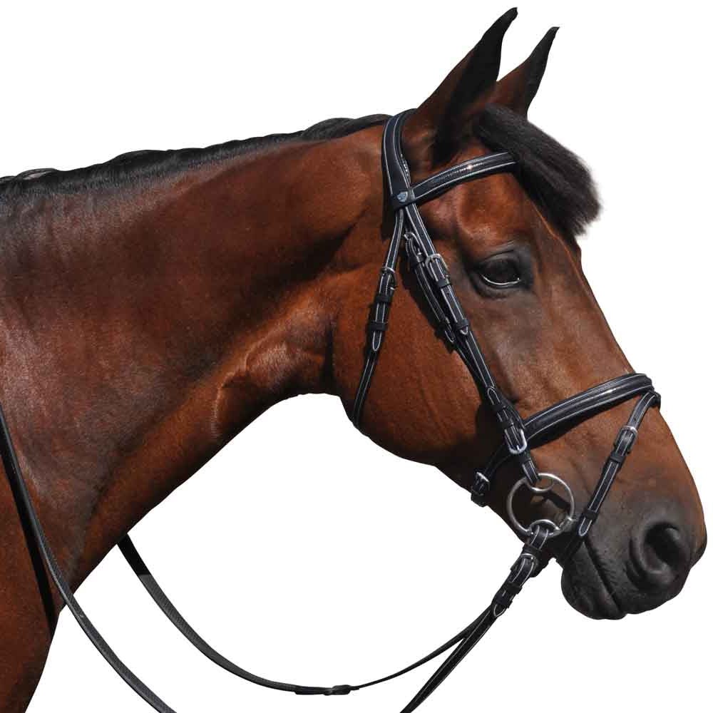 Bridon en cuir naturel pour poneys et chevaux Flags&Cup Helsinki noir