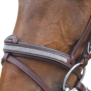 Bridon en cuir naturel pour poneys et chevaux Flags&Cup Kitsi marron détail muserolle
