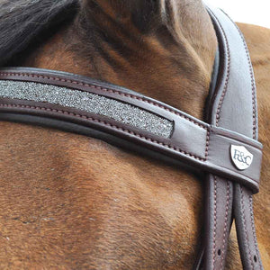 Bridon en cuir naturel pour poneys et chevaux Flags&Cup Kitsi détaille frontal