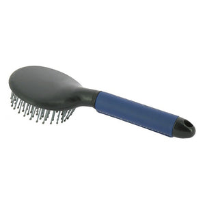 Brosse à crins pour baby poney Hippotonic Soft avec poignée cuir synthétique marine