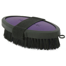Charger l&#39;image dans la galerie, Brosse douce pour baby poney Hippotonic Soft avec poignée cuir synthétique violet
