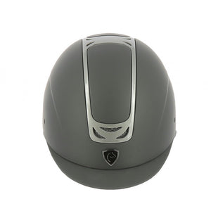 Casque d'équitation pour enfants du 49 au 54 cms de tour de tête Equithème noir avec liseré gris chromé