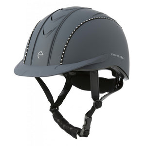 Casque d'équitation pour enfant Equi-Thème Compet Cristal marine avec cristaux blancs