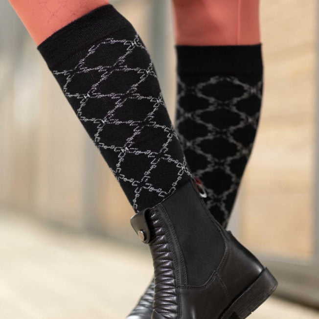 Chaussettes hautes d'équitation pour cavalières HKM Rosewood noires