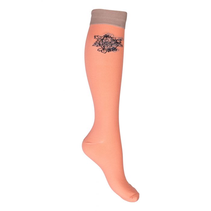 Chaussettes hautes d'équitation pour femme HKM Savona abricot