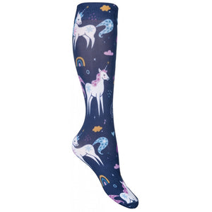 Chaussettes hautes d'équitation pour fille HKM Pony Dream du 26 au 34 marine