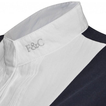 Détail du col de la chemise de concours bi-matière à manches courtes pour enfant Flags&Cup Diamantina marine