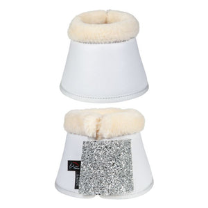 Cloches avec bordure mouton synthétique pour poneys et chevaux HKM Sparkle blanc