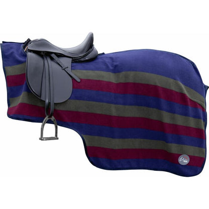 Couvre-reins polaire pour poneys et chevaux HKM Pro bleu/kaki/bordeaux