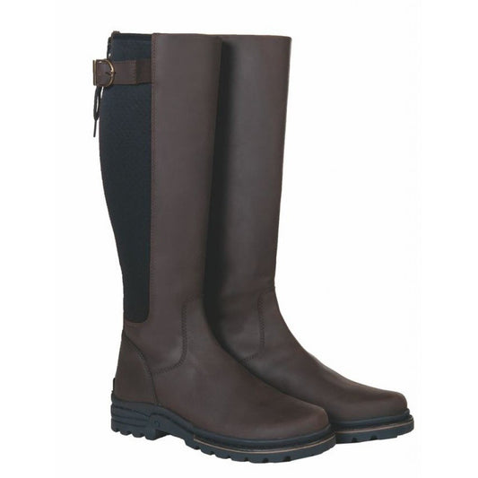 Bottes en cuir doublée de fourrure synthétique pour cavalières HKM Glasgow marron