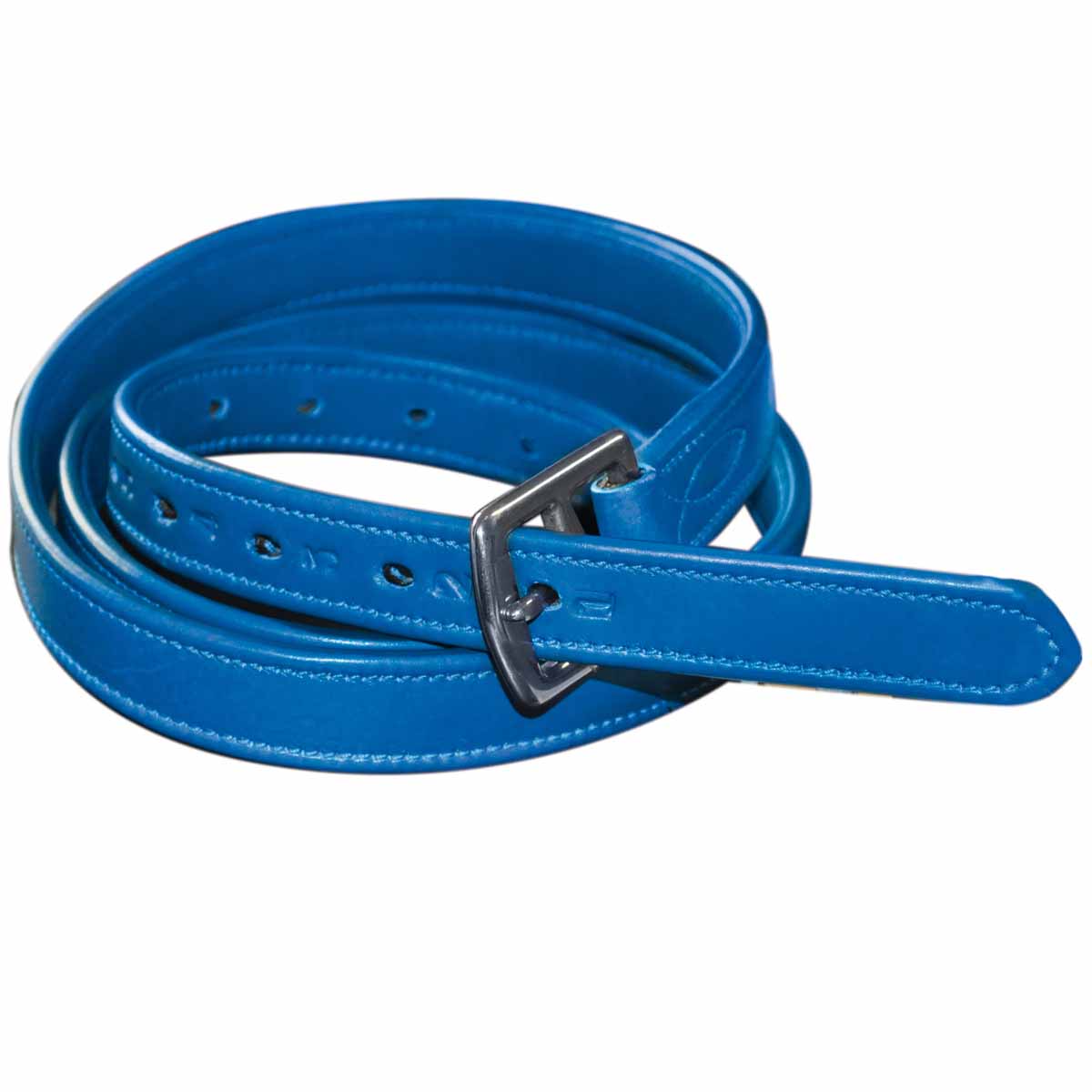 Etrivières en cuir doublé nylon pour poneys et chevaux Flags&Cup bleu