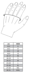 Tableau de mesure pour les gants d'équitation HKM