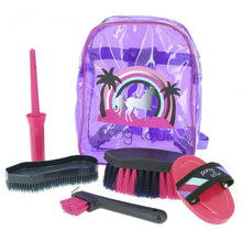Charger l&#39;image dans la galerie, Sac à dos avec brosses de pansage pour baby poneys Equi-Kids Léa violet
