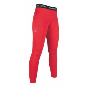 Legging d'équitation basanes grip doublé polaire pour enfants et adultes HKM Wien rouge