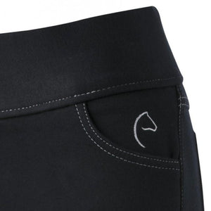 Legging d'équitation pour petites cavalières Equi-Thème Pull-On noir détail poche avant et logo
