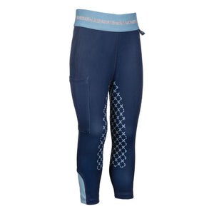Legging d'équitation pour filles de 3 à 14 ans HKM Bria full grip marine
