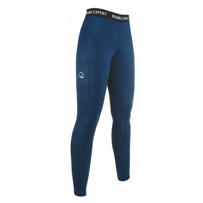 Legging d'équitation fond intégral silicone et doublé polaire pour enfants et adultes HKM Graz marine