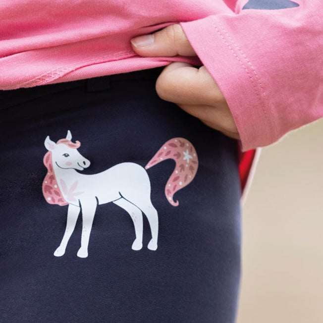 Legging équitation fille de 3 à 10 ans HKM Pony Dream marine détail