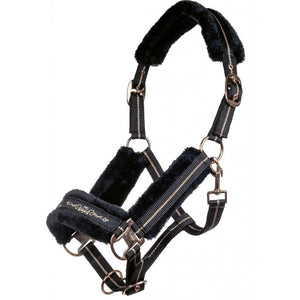Licol avec longe pour poneys et chevaux HKM Glamour noir