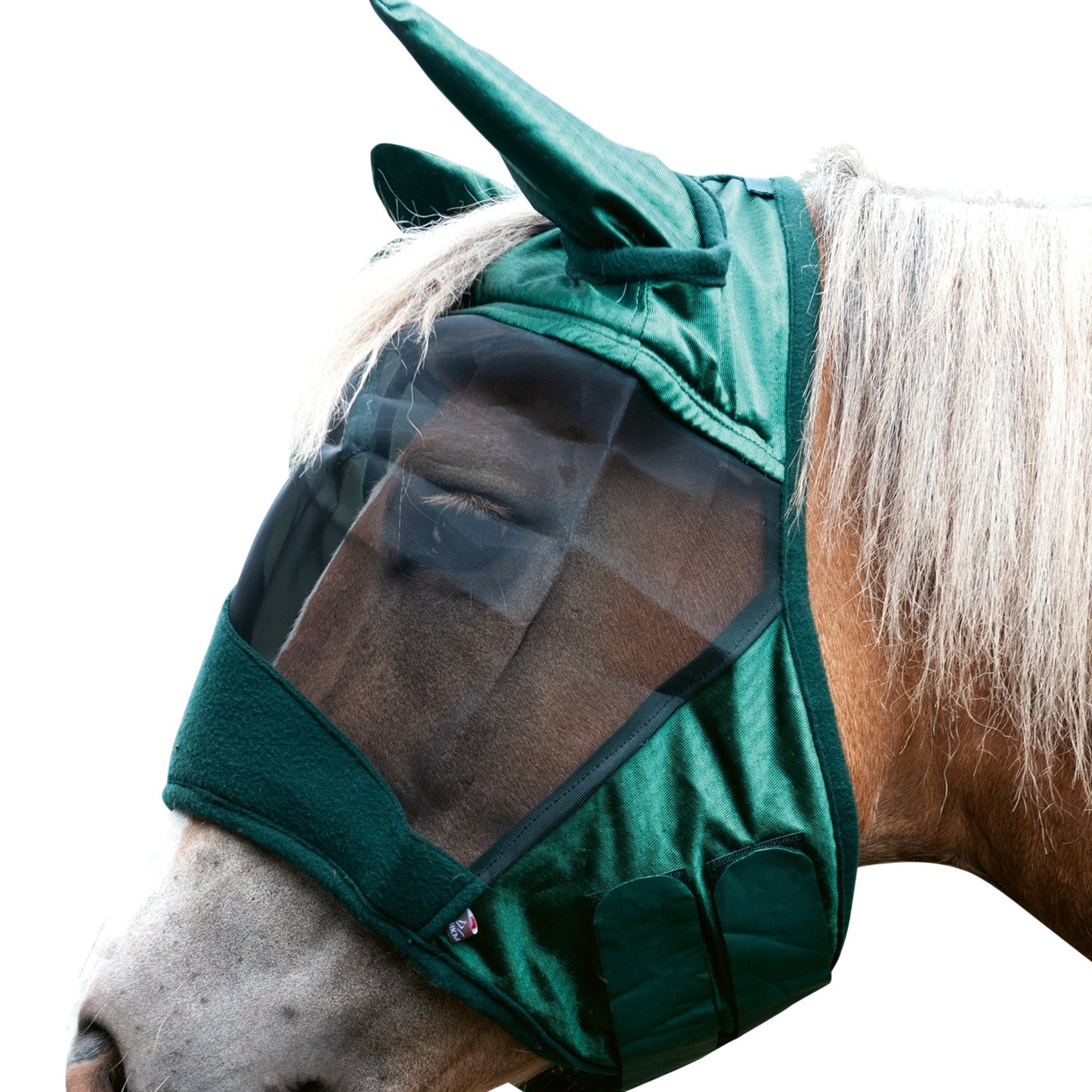 Masque anti-mouches pour poneys et chevaux HKM Pro vert