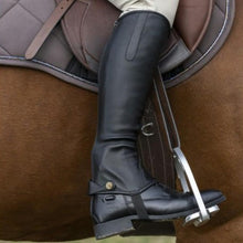 Charger l&#39;image dans la galerie, Mini-chaps d&#39;équitation en cuir synthétique pour enfants et adultes Norton Strass noires portées
