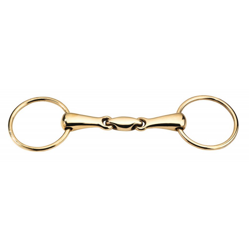 Mors deux anneaux double brisure pour poneys et chevaux Feeling en Cyprium gros canons creux