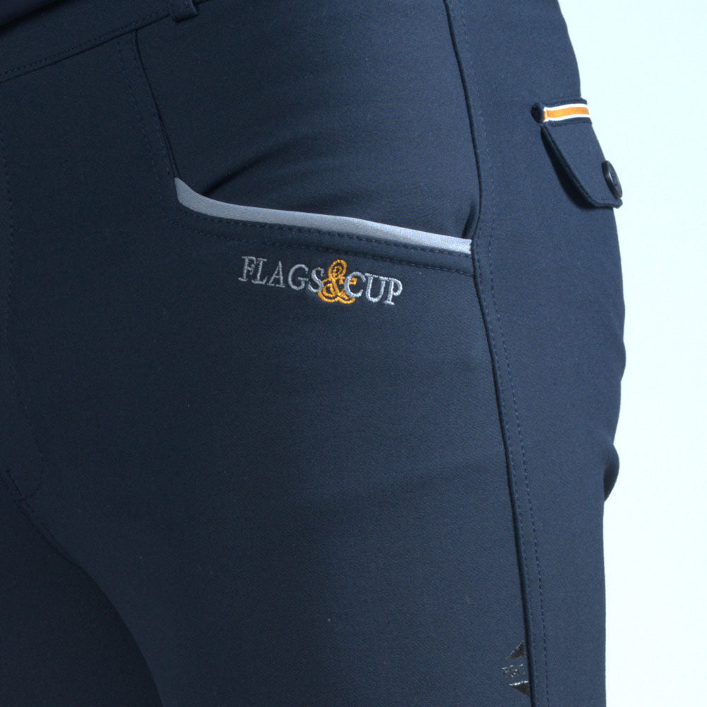Pantalon d'équitation avec basanes grip pour petits cavaliers Flags&Cup Bassano marine détail poche