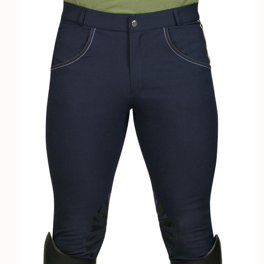 Pantalon d'équitation pour petits cavaliers Flags&Cup Lorenzo marine porté