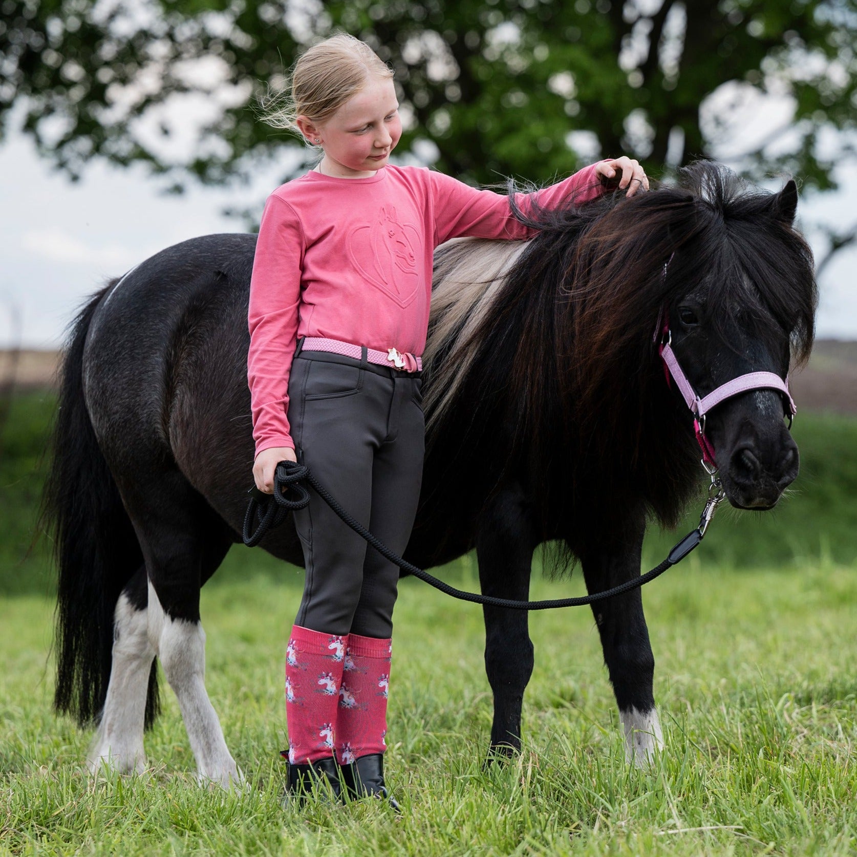 Pantalon d'équitation pour petits cavaliers de 3 à 14 ans HKM Anni anthracite