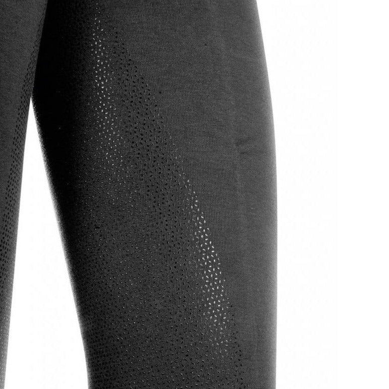 Détail du grip du pantalon d'équitation pour enfant HKM Kate Full Grip noir