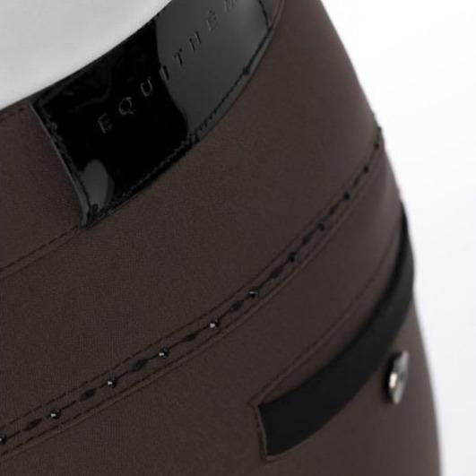 Pantalon d'équitation avec basanes silicone pour cavalières Equi-Thème Safir marron détail