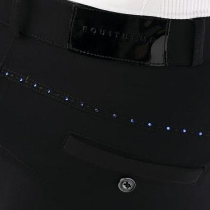 Pantalon d'équitation avec basanes silicone pour cavalières Equi-Thème Safir noir détail brillants