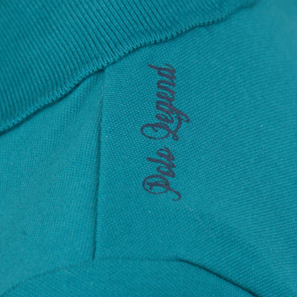 Polo à manches courtes pour petites cavalières Flags&Cup Uripa bleu émeraude détail épaule
