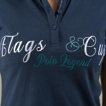 Charger l&#39;image dans la galerie, Polo à manches courtes pour petites cavalières Flags&amp;Cup Uripa marine détail poitrine
