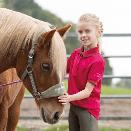 Polo à manches courtes pour enfant de 8 à 16 ans HKM Classico fuchsia