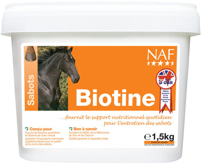Boîte de biotine pour les sabots des poneys et chevaux Naf 1 kilo