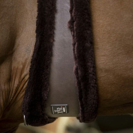 Sangle anatomique doublée mouton synthétique pour poneys et chevaux Norton XTR marron