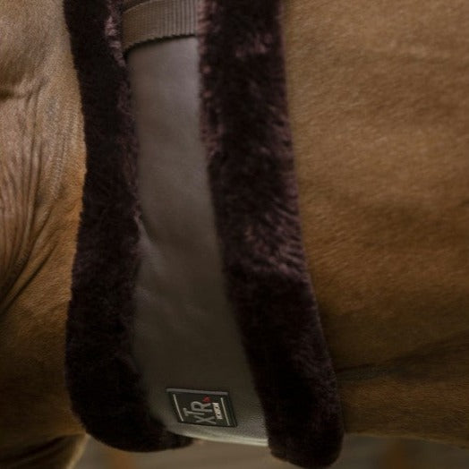 Sangle courte anatomique doublée de mouton synthétique Norton XTR adaptée aux shetlands, poneys et chevaux marron et marron