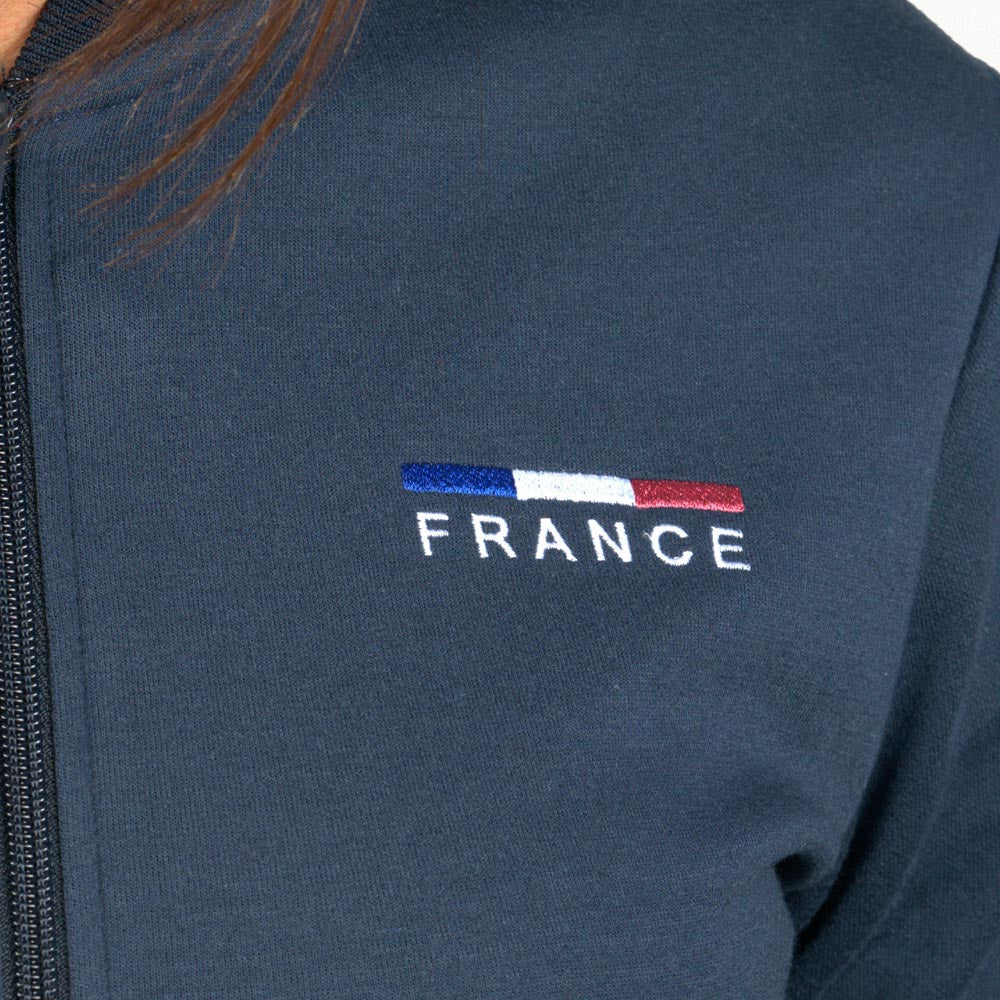 Sweat-shirt zippé pour petits cavaliers Flags&Cup France détail poitrine