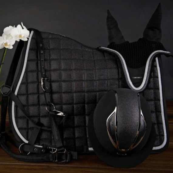 Tapis de selle pour chevaux modèle dressage ou CSO Lami-Cell Sparkling noir