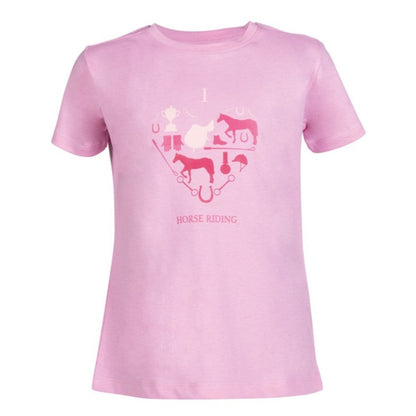 Tee-shirt à manches courtes pour enfant de 5 à 14 ans HKM Love rose