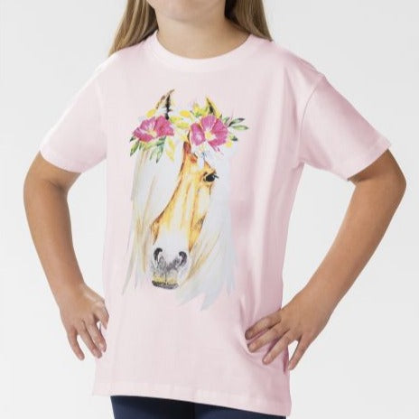 Tee-shirt à manches courtes pour petites cavalières de 5 à 14 ans HKM Flower Horse