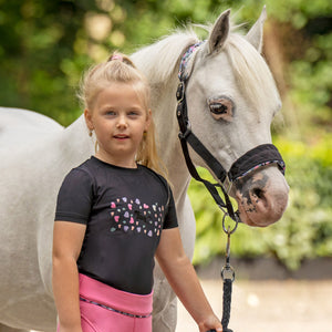 Tee-shirt à manches courtes pour petites filles de 6 à 16 ans Imperial Riding noir