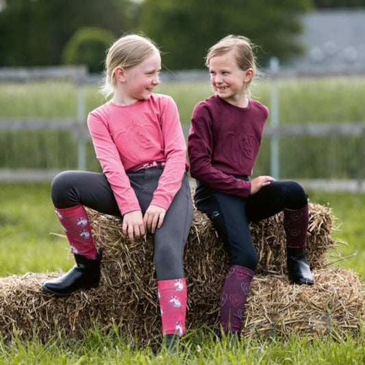 Tee-shirt à manches longues pour cavalières dès 9 ans HKM Amelie rose ou bordeaux