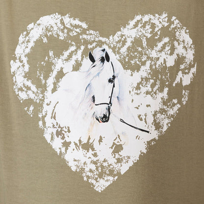 Tee-shirt à manches longues pour filles HKM Horse Spirit olive détail