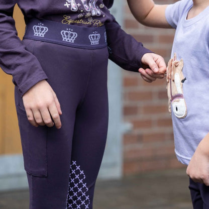 Legging d'équitation pour petits cavaliers de 3 à 16 ans HKM Lola violet